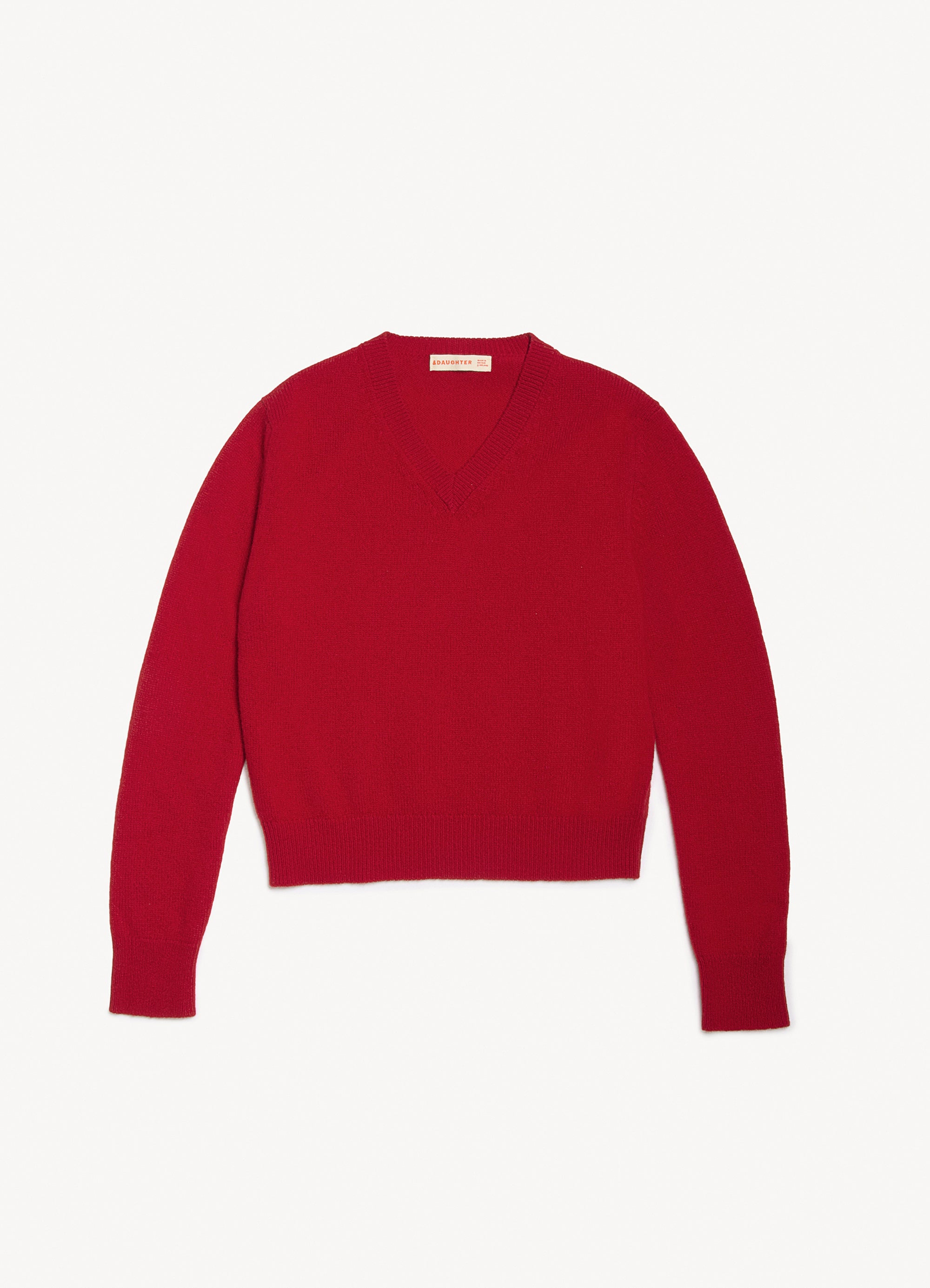 Sligo Shrunken V-Neck in Ruby Red – &Daughter