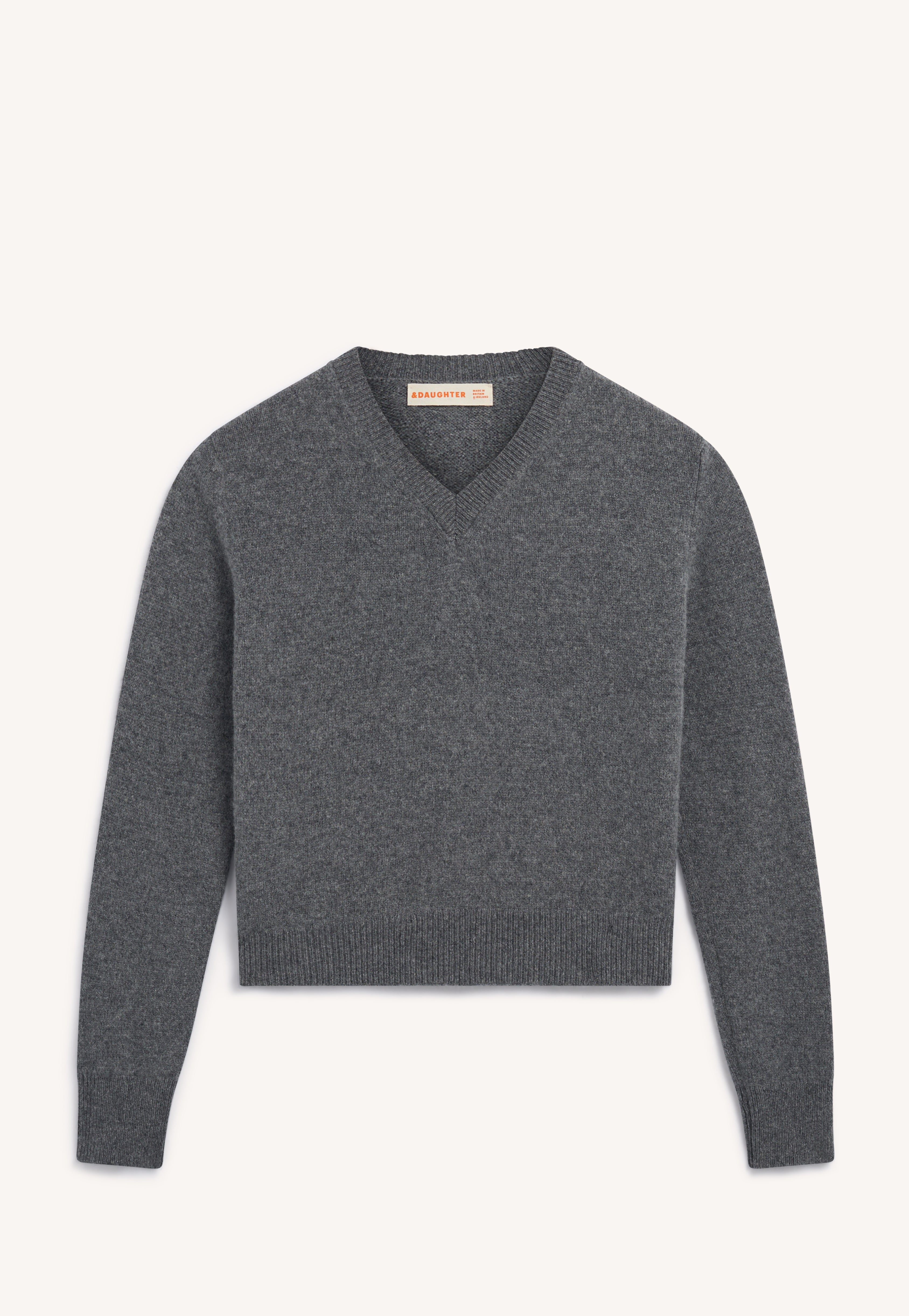 Sligo Shrunken V-Neck in Derby Grey – &Daughter