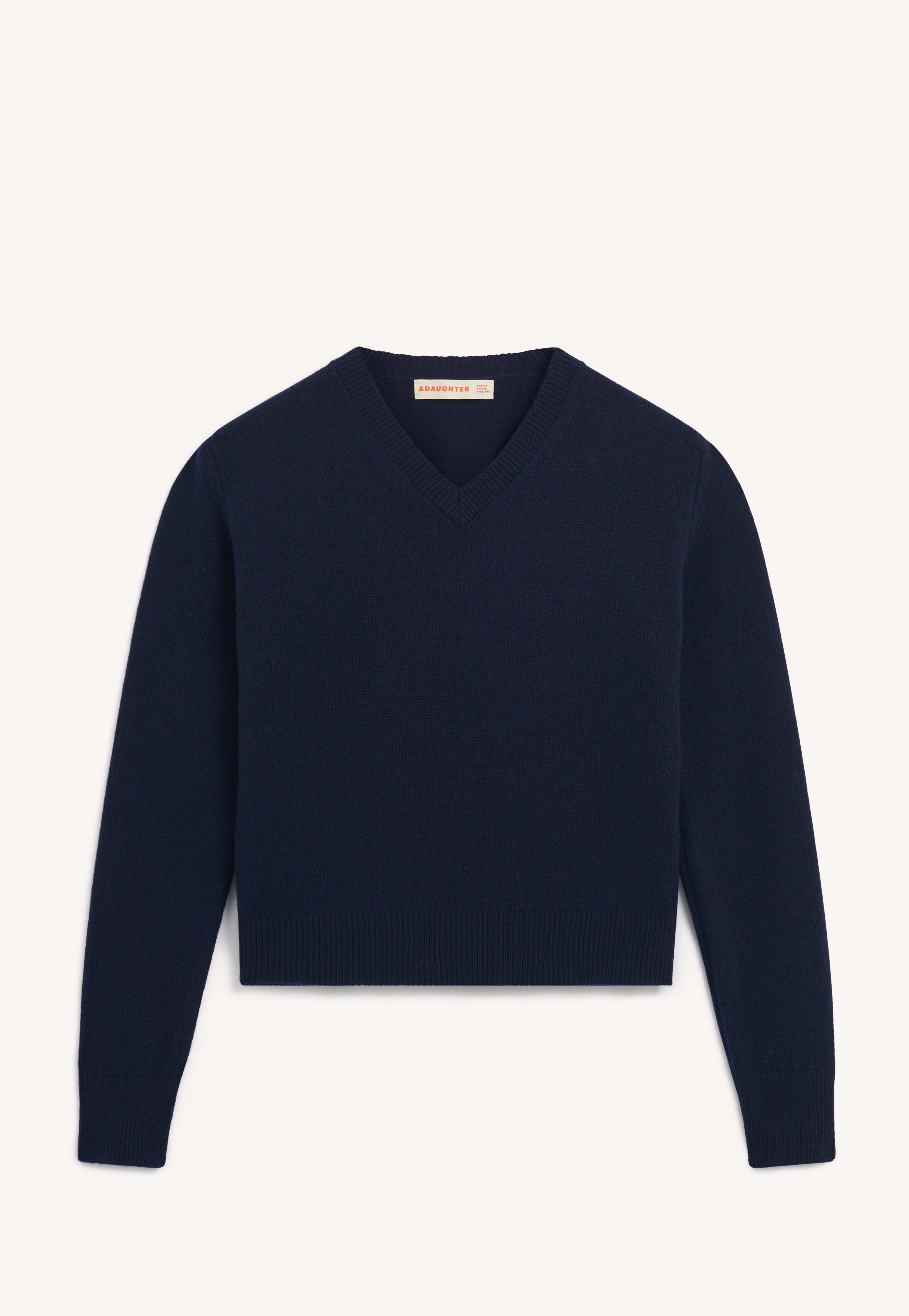 『TEN Vneck COTTON KNIT NAVY L』 Sligo Shrunken V-Neck in Navy – &Daughter