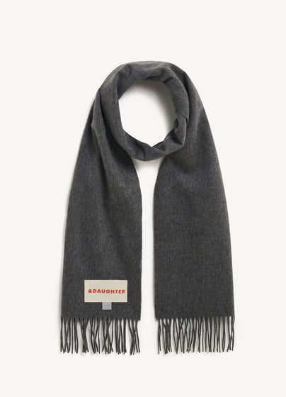 Fringed Cashmere Scarf in Derby Grey
