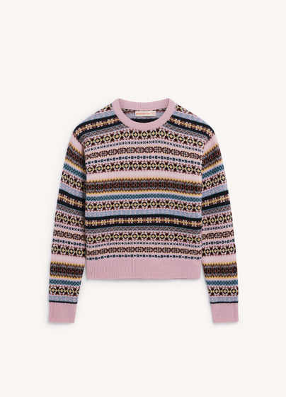 Sligo Slim Fairisle Crewneck in Nymph Multi