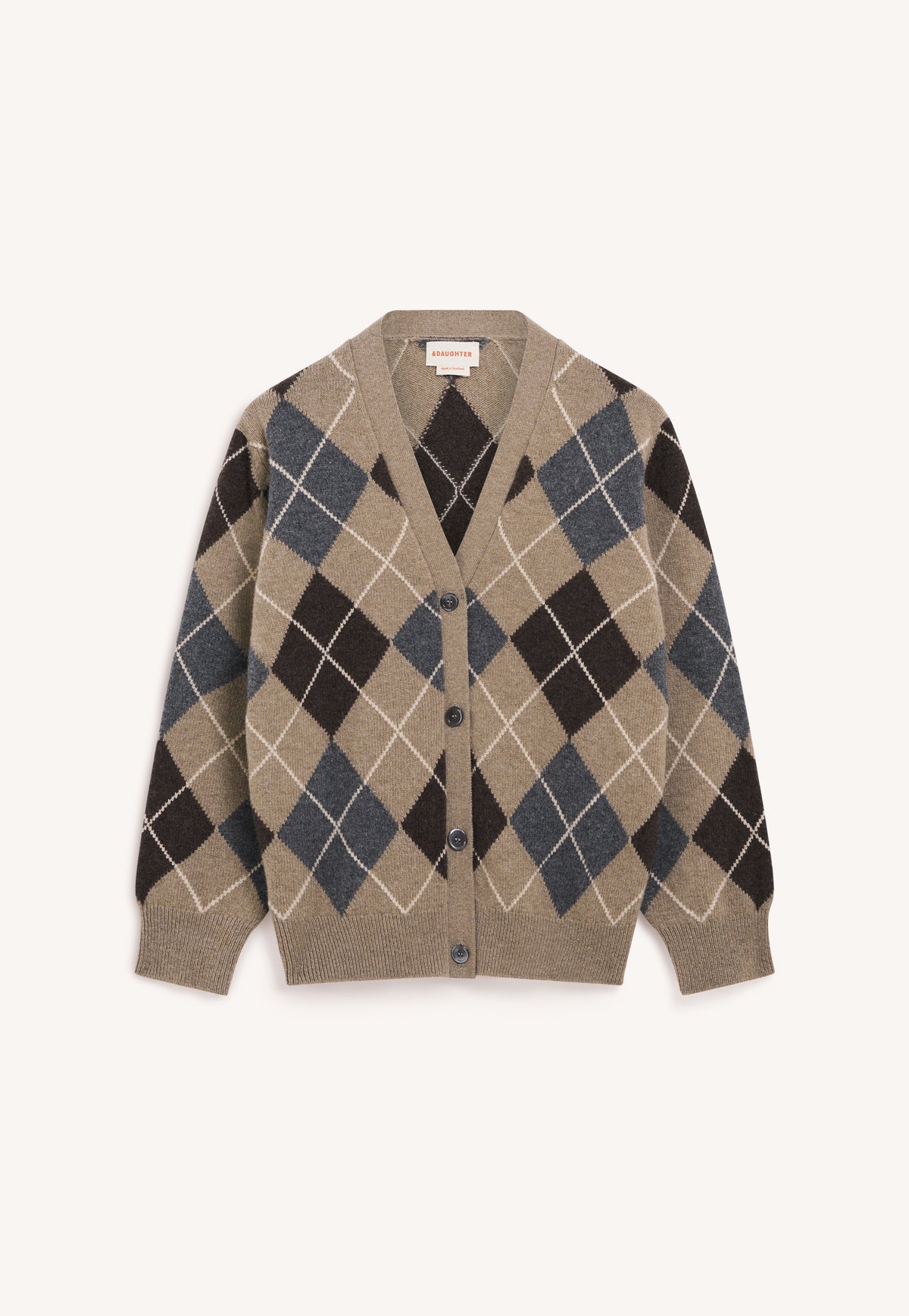 Ava Argyle Cardigan in Dark Natural with Grey