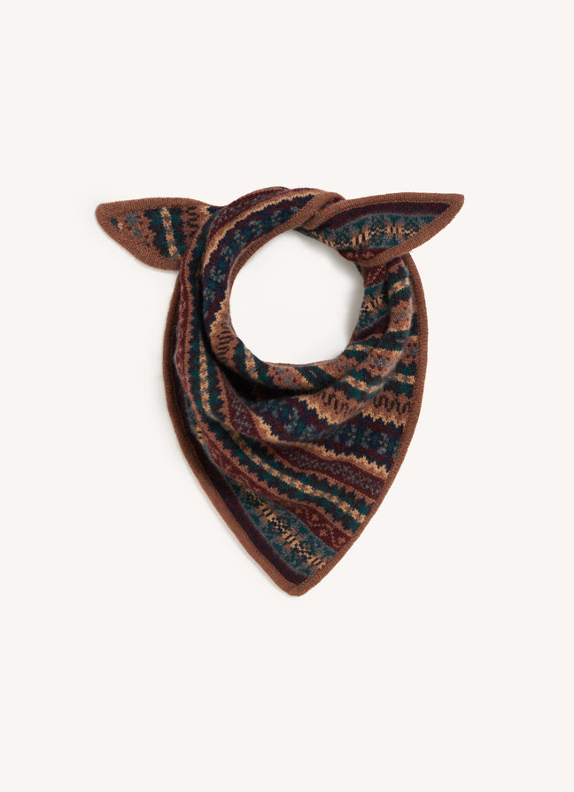 Fairisle Cashmere Foulard in Hazelnut Multi
