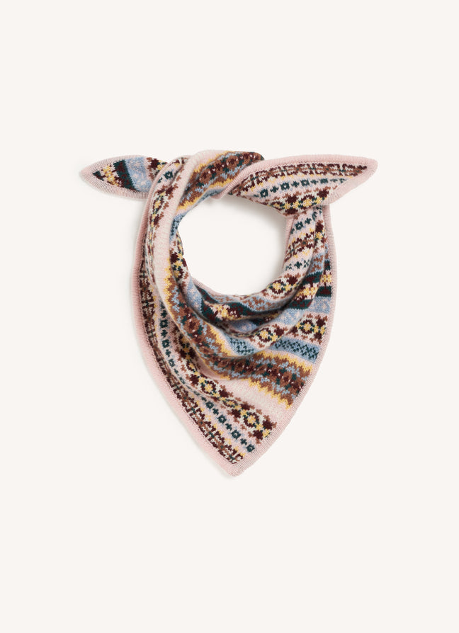 Fairisle Cashmere Foulard in Pale Pink Multi