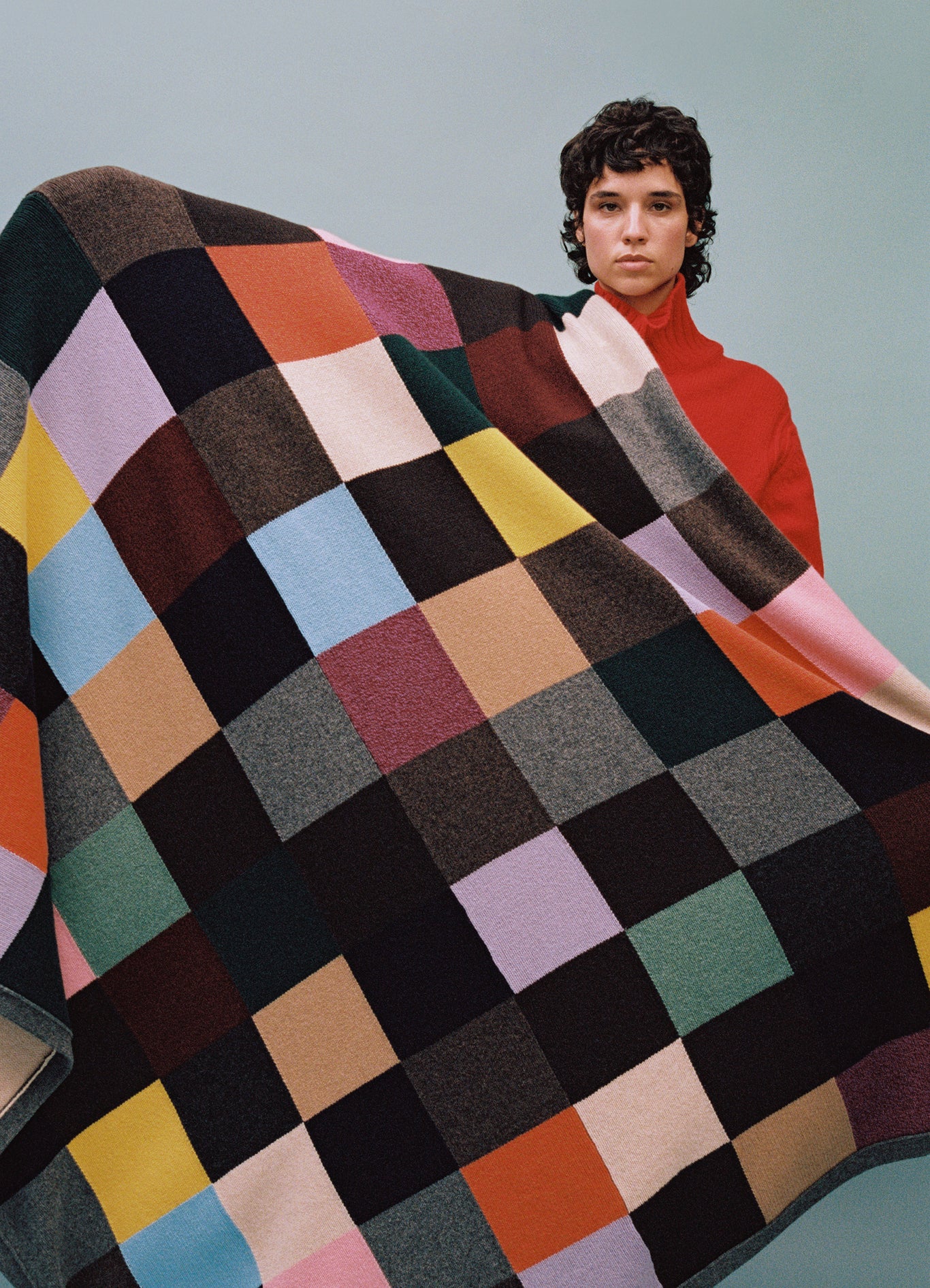 Patchwork Hand Intarsia Geelong Blanket in Multi &Daughter